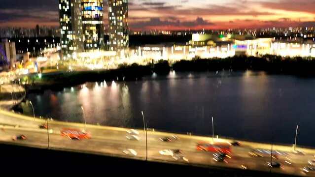 Ponte do Pina no Recife Visto de Cima com Drone 4k em Time Lapse - Ponte Estaiada - Rio Mar, Bairro do Pina - Bacia do Pina - Pernambuco - Brasil