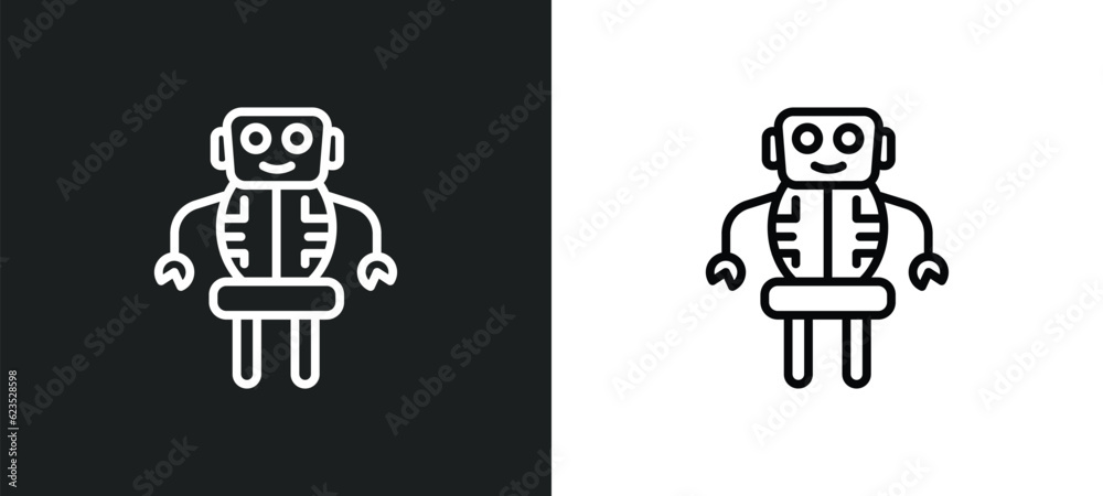 Poster robot icon isolated in white and black colors. robot outline vector icon from artificial intelligenc