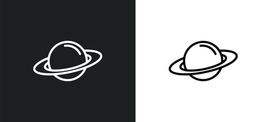 saturn icon isolated in white and black colors. saturn outline vector icon from astronomy collection for web, mobile apps and ui. © Farahim