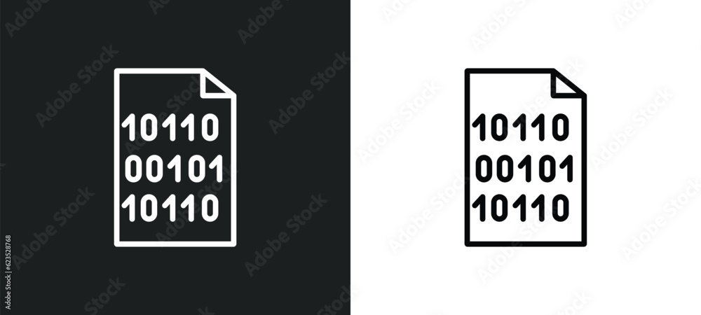 Poster binary icon isolated in white and black colors. binary outline vector icon from artificial intellege