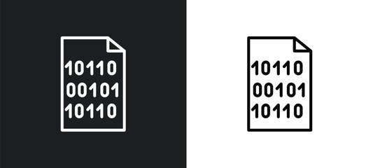 binary icon isolated in white and black colors. binary outline vector icon from artificial intellegence collection for web, mobile apps and ui.