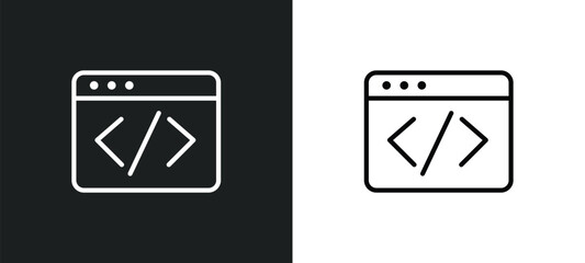 code icon isolated in white and black colors. code outline vector icon from artificial intellegence collection for web, mobile apps and ui.
