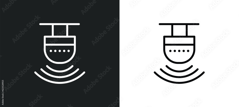 Poster motion sensor icon isolated in white and black colors. motion sensor outline vector icon from artifi
