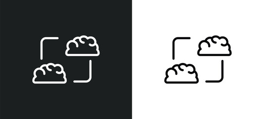 mind transfer icon isolated in white and black colors. mind transfer outline vector icon from artificial intellegence collection for web, mobile apps and ui.