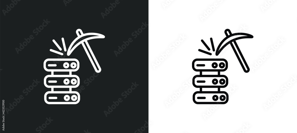 Poster data mining icon isolated in white and black colors. data mining outline vector icon from artificial