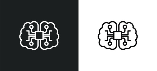 ai brain icon isolated in white and black colors. ai brain outline vector icon from artificial intellegence collection for web, mobile apps and ui.