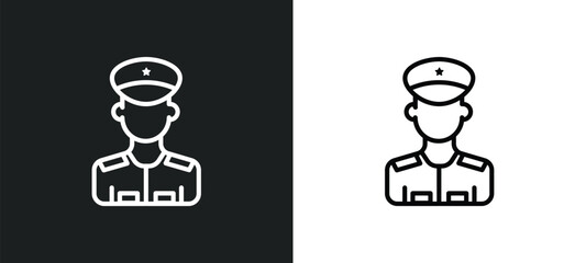 lieutenant icon isolated in white and black colors. lieutenant outline vector icon from army and war collection for web, mobile apps and ui.