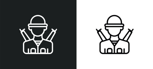 infantry icon isolated in white and black colors. infantry outline vector icon from army and war collection for web, mobile apps and ui.