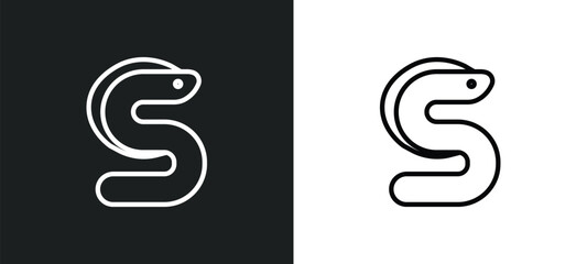 eel icon isolated in white and black colors. eel outline vector icon from animals collection for web, mobile apps and ui.