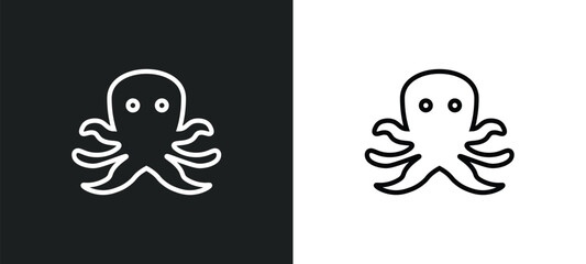 octopus icon isolated in white and black colors. octopus outline vector icon from animals collection for web, mobile apps and ui.