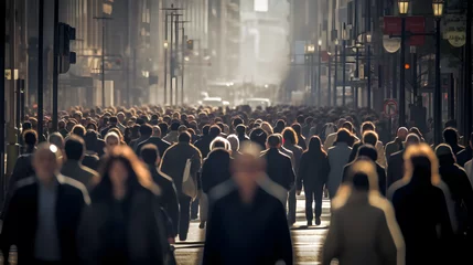  Anonymous crowd of people walking on city street © Prasanth