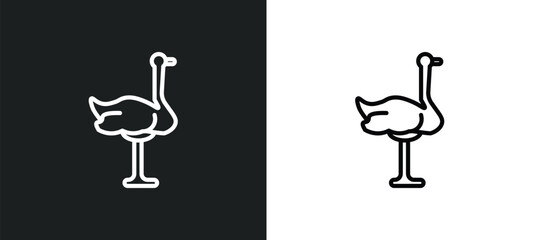 ostrich icon isolated in white and black colors. ostrich outline vector icon from animals collection for web, mobile apps and ui.