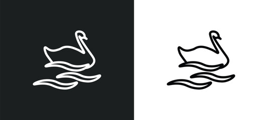 swan icon isolated in white and black colors. swan outline vector icon from animals collection for web, mobile apps and ui. © Farahim