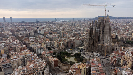 Fototapeta premium aerial view of sagrada familia