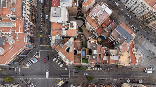 perpendicular view of buildings of eixample barcelona
