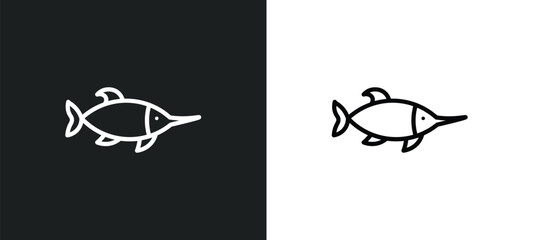 swordfish icon isolated in white and black colors. swordfish outline vector icon from animals collection for web, mobile apps and ui.