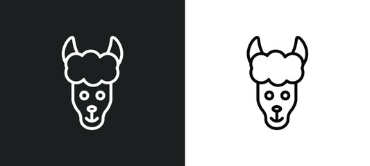 lama icon isolated in white and black colors. lama outline vector icon from animals collection for web, mobile apps and ui.