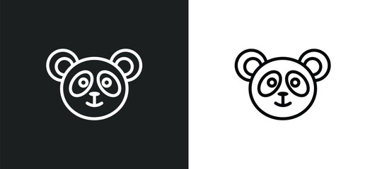 Fototapety  panda bear icon isolated in white and black colors. panda bear outline vector icon from animals collection for web, mobile apps and ui.