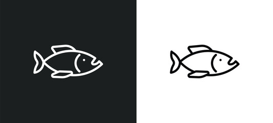 piranha icon isolated in white and black colors. piranha outline vector icon from animals collection for web, mobile apps and ui.