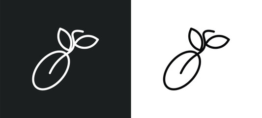 seed icon isolated in white and black colors. seed outline vector icon from agriculture farming collection for web, mobile apps and ui.