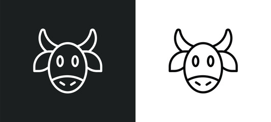 ox icon isolated in white and black colors. ox outline vector icon from agriculture farming collection for web, mobile apps and ui.