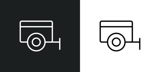 trailer icon isolated in white and black colors. trailer outline vector icon from agriculture farming collection for web, mobile apps and ui.
