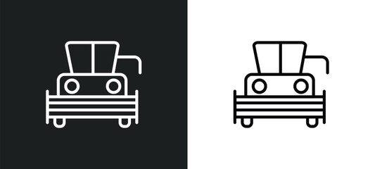 harvester icon isolated in white and black colors. harvester outline vector icon from agriculture farming collection for web, mobile apps and ui.
