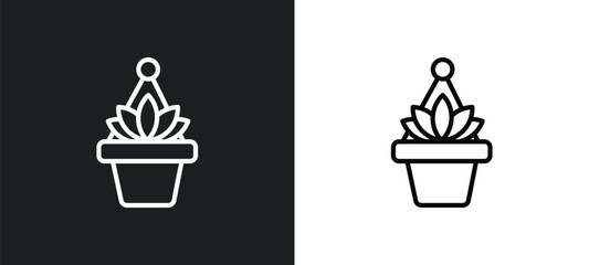 hanging pot icon isolated in white and black colors. hanging pot outline vector icon from agriculture farming collection for web, mobile apps and ui.