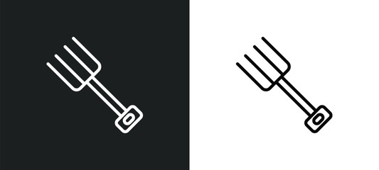 farming fork icon isolated in white and black colors. farming fork outline vector icon from agriculture farming collection for web, mobile apps and ui.