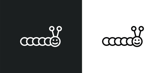 caterpillar icon isolated in white and black colors. caterpillar outline vector icon from agriculture farming collection for web, mobile apps and ui.