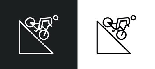 downhill icon isolated in white and black colors. downhill outline vector icon from activity and hobbies collection for web, mobile apps and ui.