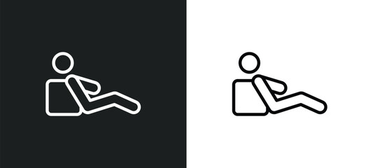 resting icon isolated in white and black colors. resting outline vector icon from activity and hobbies collection for web, mobile apps and ui.
