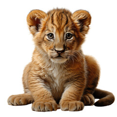 lion cub isolated on white background. Generative AI