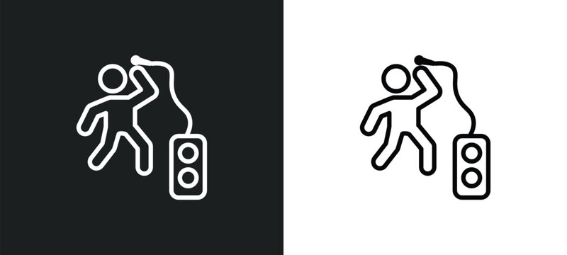 beatboxing icon isolated in white and black colors. beatboxing outline vector icon from activity and hobbies collection for web, mobile apps and ui.