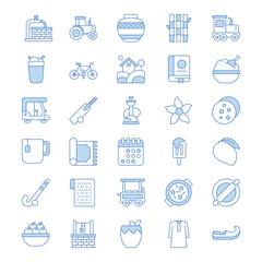 Pakistan icons set, pakistan culture, pakistan food, pakistan dress, pakistan city, etc
