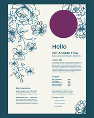Resume CV with Floral Design Template