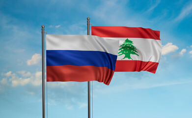 Lebanon and Russia flag