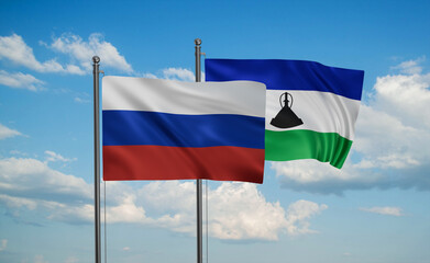 Lesotho and Russia flag
