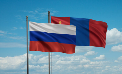 Fototapeta na wymiar Mongolia and Russia flag