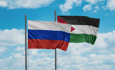 Fototapeta na wymiar Palestine and Russia flag