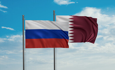 Qatar and Russia flag