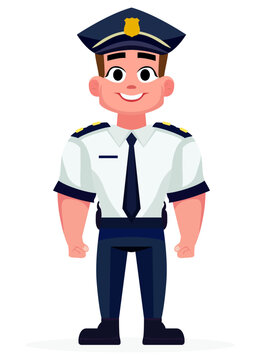 Highway patrol police officer vector illustration, Traffic police officer or Pilot Flat style stock vector image