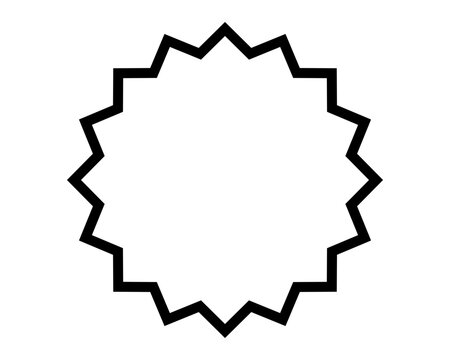 Circle frame. Spiky round shape. Vector line design element.