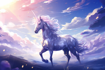 beautiful unicorn pony anime style