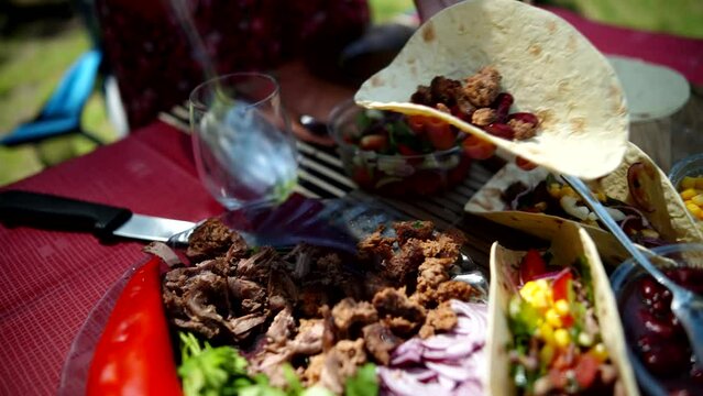Homemade American soft shell beef tacos	