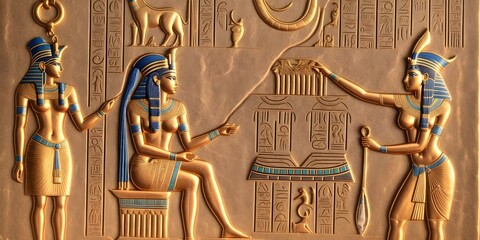 Ancient egyptian hieroglyphics, generative ai - obrazy, fototapety, plakaty