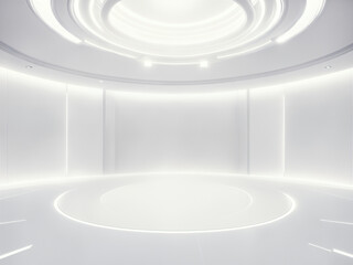 empty white big open industrial hall 3d render illustration