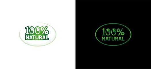 100% natural vector logo or badge template for natural products with creative concept