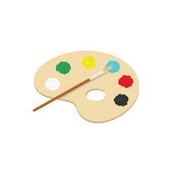 Palette flat illustration vector isolated on white background.  Element for Back to school concept. Item for drawing, painting. School supplies.