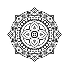 Circular pattern in form of mandala with flower petals, decorative ornament in ethnic style.